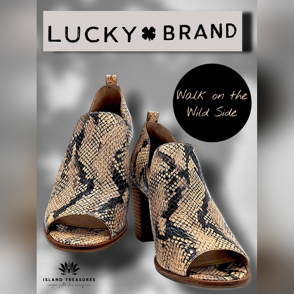 Lucky Brand Shoes - Lucky Brand LK-Junai Women's Size 7M Genuine Leather Snakeskin Peep Toe Heels